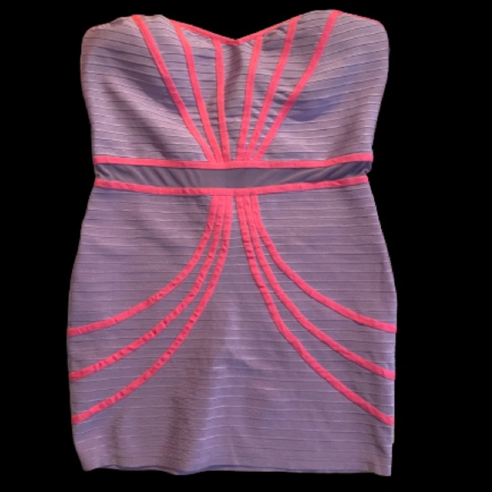 Lavender Purple & bright neon pink Bebe 2b strapless tube strapless dress XL